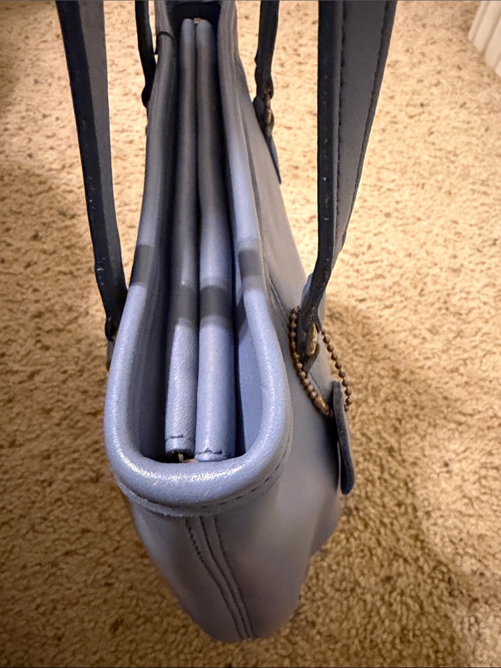 Vintage COACH #9996 periwinkle Leather "Medium Framed Pouch" Handbag - Picture 9 of 16